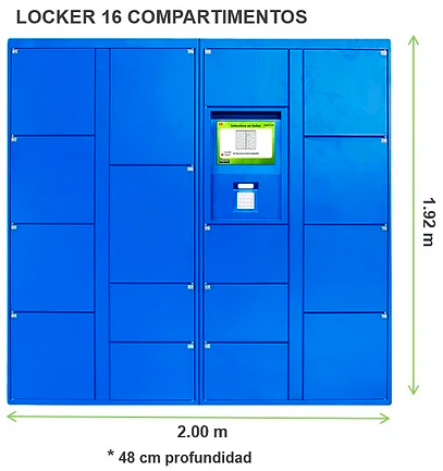 Smart lockers especificaciones de frente - Proactive Media